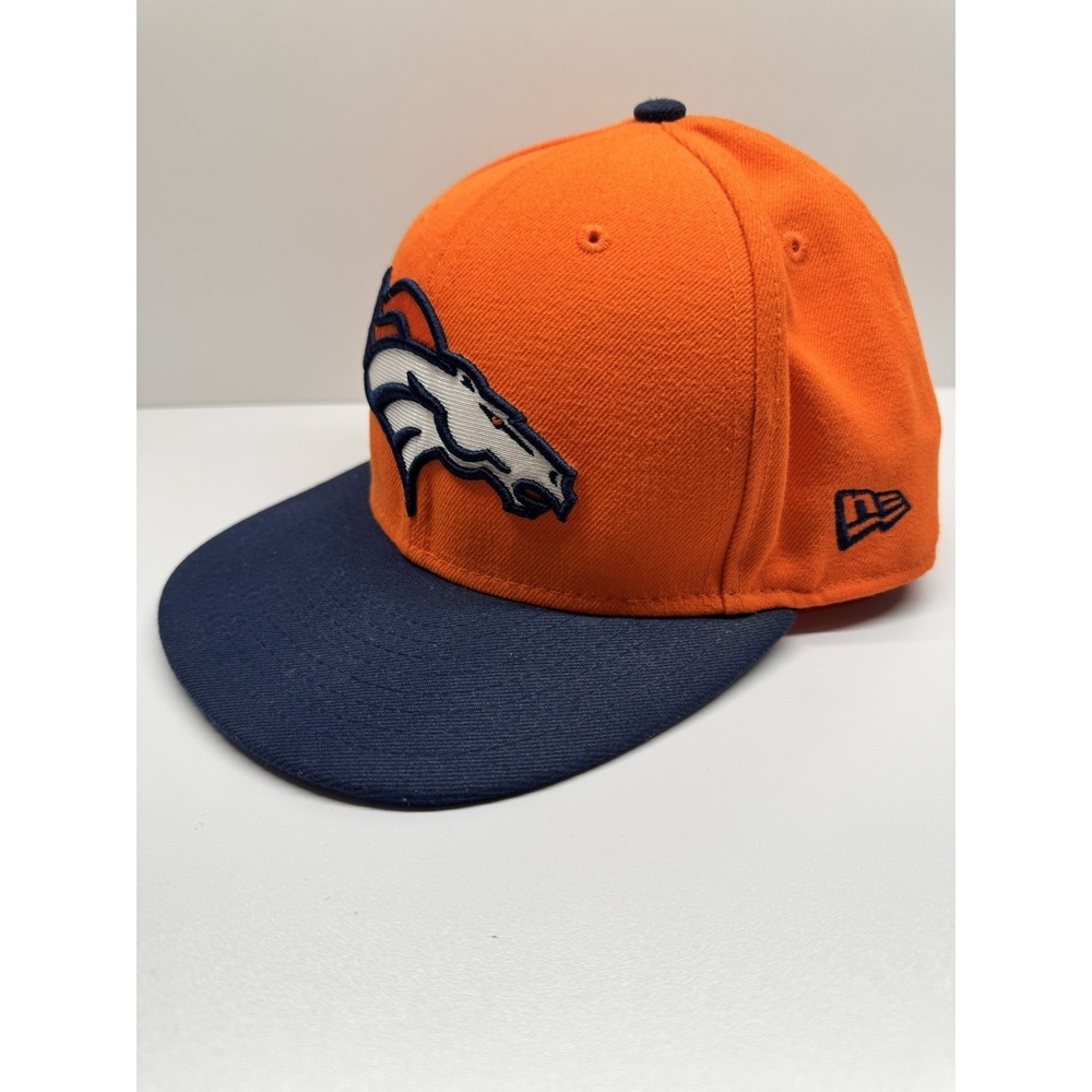 New Era 59FIFTY Denver Broncos Fitted Hat 7 1/8 Orange & Navy NFL On-Field Cap - Picture 3 of 5